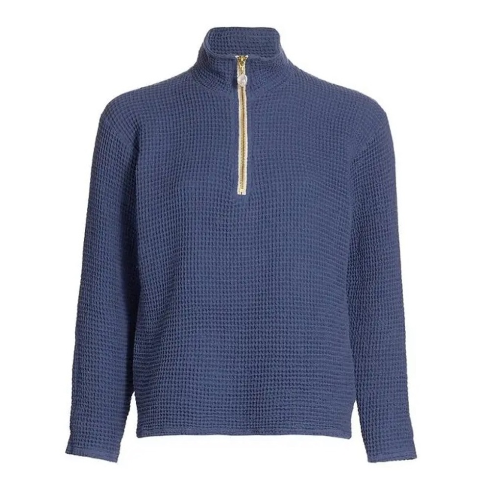 Donni Waffle Pearl 1/2 Zip in Indigo